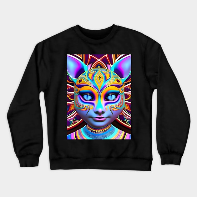 Catgirl DMTfied (10) - Trippy Psychedelic Art Crewneck Sweatshirt by TheThirdEye